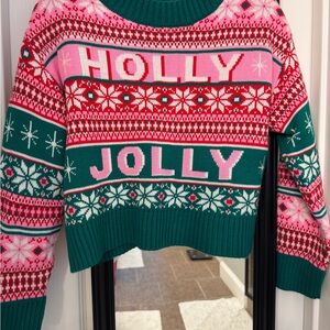 Holly Jolly Festive Sweater - Pink and Green
